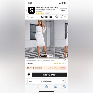 SHEIN - Eilly Bazar Lace Insert Zip Back Belted Dress in White / Size 2 (XS)